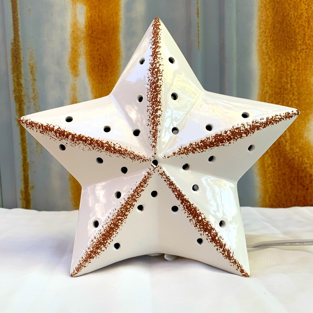 Star Lamp White Ceramic Celestial Night Light Bedroom Dorm Room Desktop